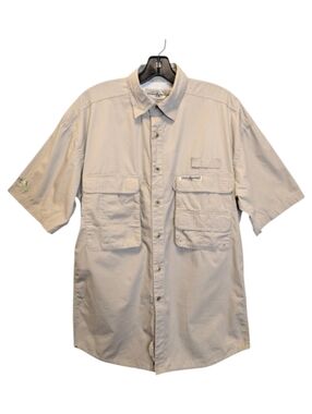 Hook & Tackle Utility Fishing Shirt Khaki Short Sleeve Shirt Vented Outdoors
